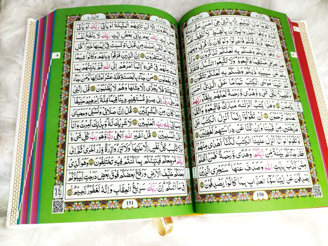 Rainbow Quran Indo Pak Script Medium Size 14 x 20 cm - مصحف ملون
