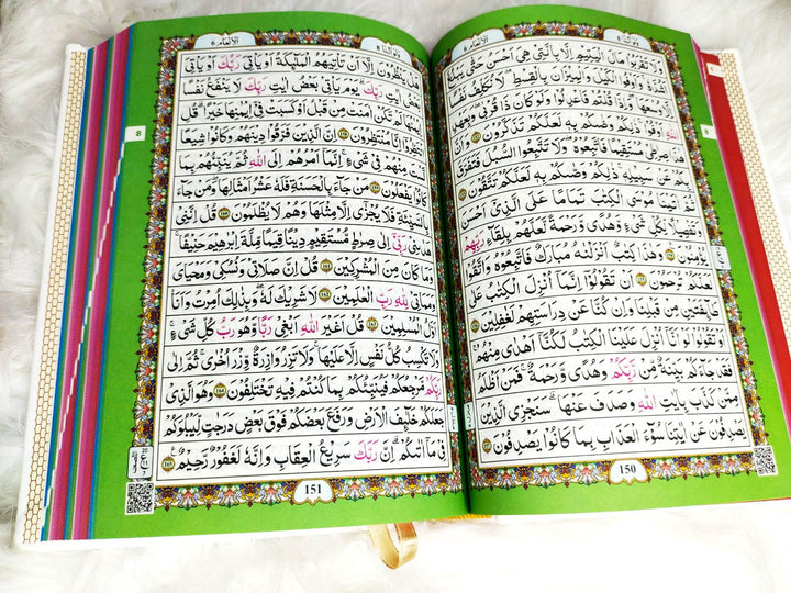 Rainbow Quran Indo Pak Script Medium Size 14 x 20 cm - مصحف ملون