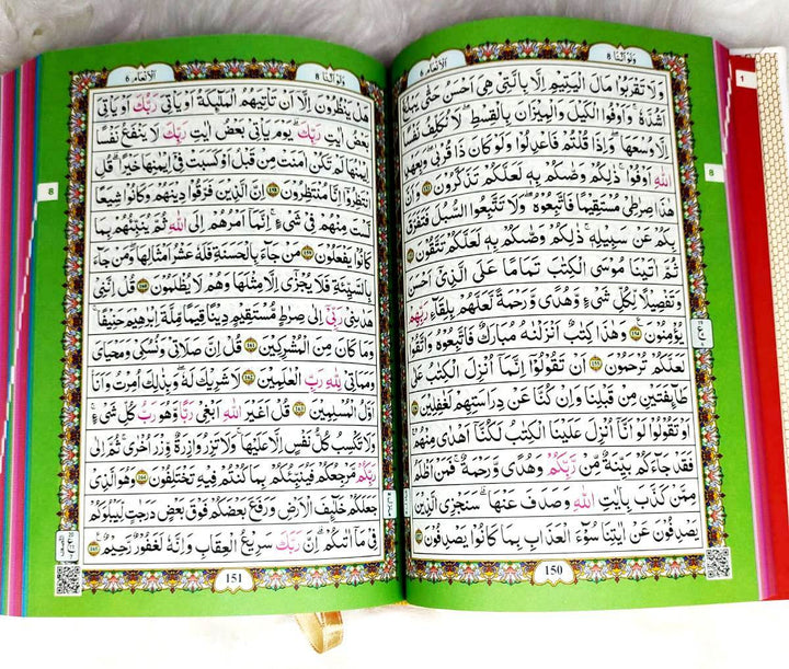 Rainbow Quran Indo Pak Script Medium Size 14 x 20 cm - مصحف ملون