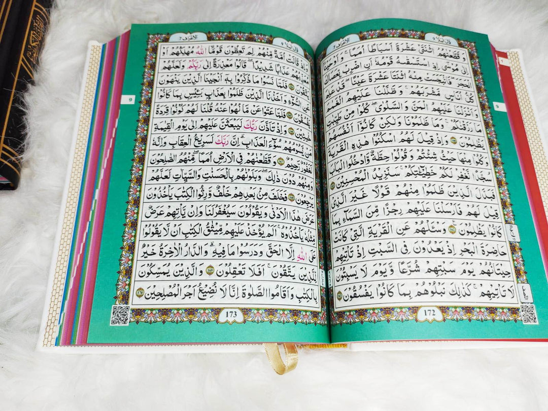 Rainbow Quran Indo Pak Script Medium Size 14 x 20 cm - مصحف ملون