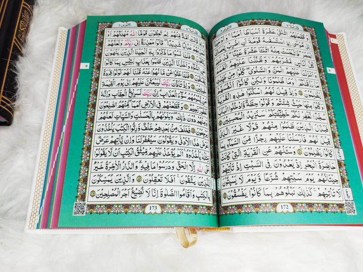 Rainbow Quran Indo Pak Script Medium Size 14 x 20 cm - مصحف ملون
