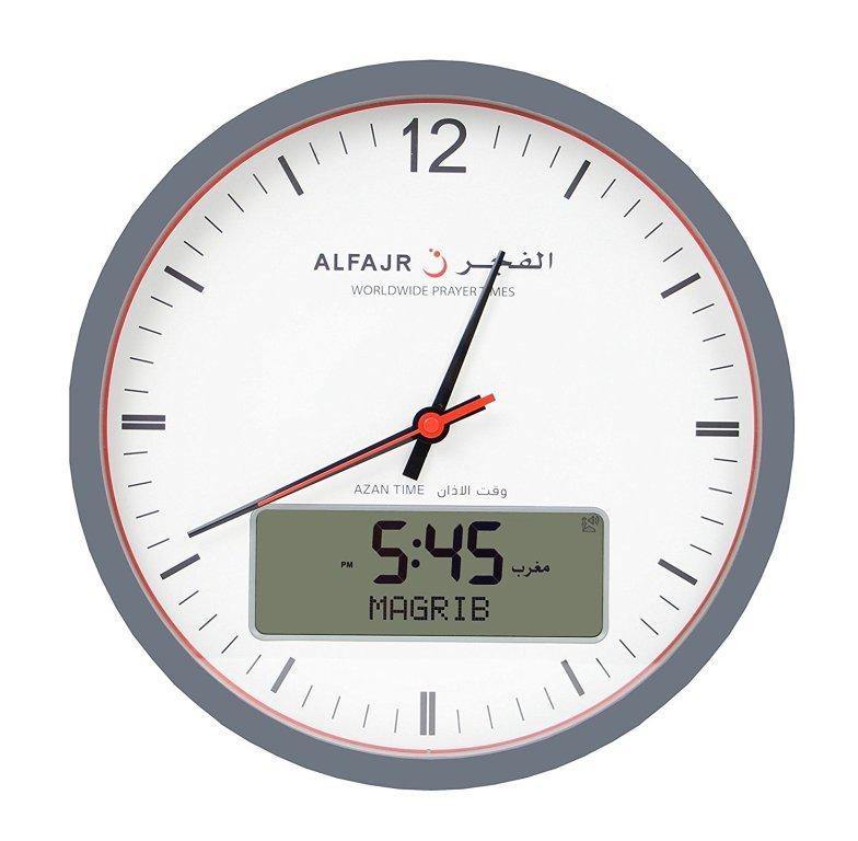 Al Fajr CR-23 Azan Wall Clock (Analog and Digital) White Color