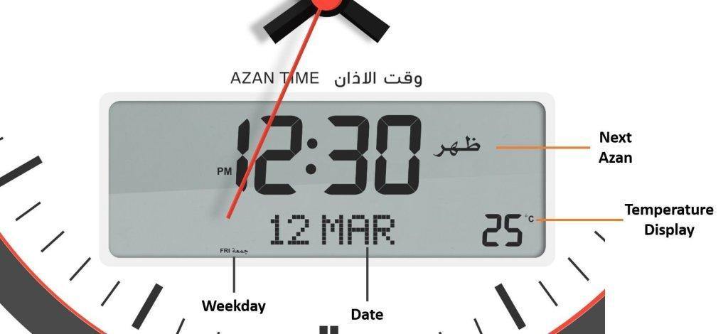 Azan Wall Clock Al Fajr CR-23 for home, office, and masjid