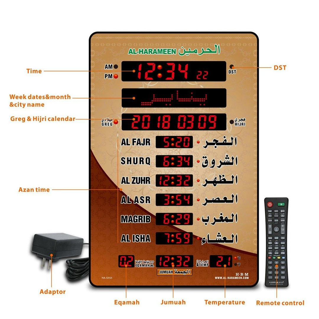 Al Harameen Digital LED Azan Clock - LED Clock HA-5151