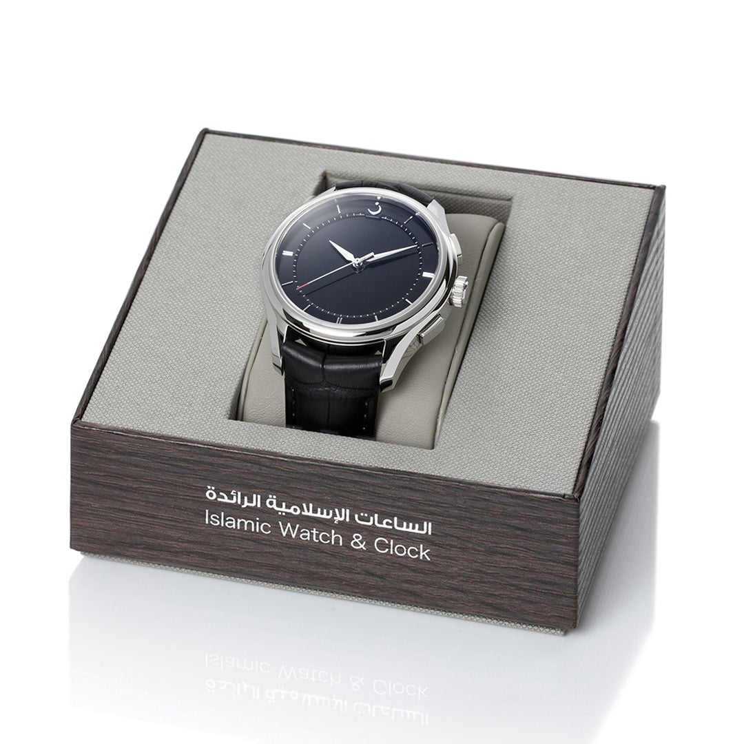 Al Fajr Premier 360 Leather Silver Model WW-22LS (44mm) - Black Color