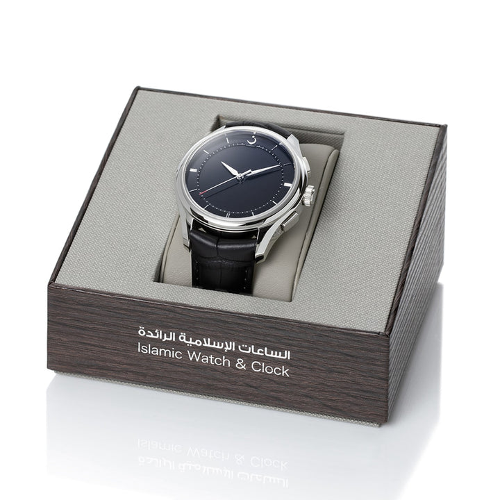 Al Fajr Premier 360 Leather Silver Model WW-22LS (44mm) - Black Color