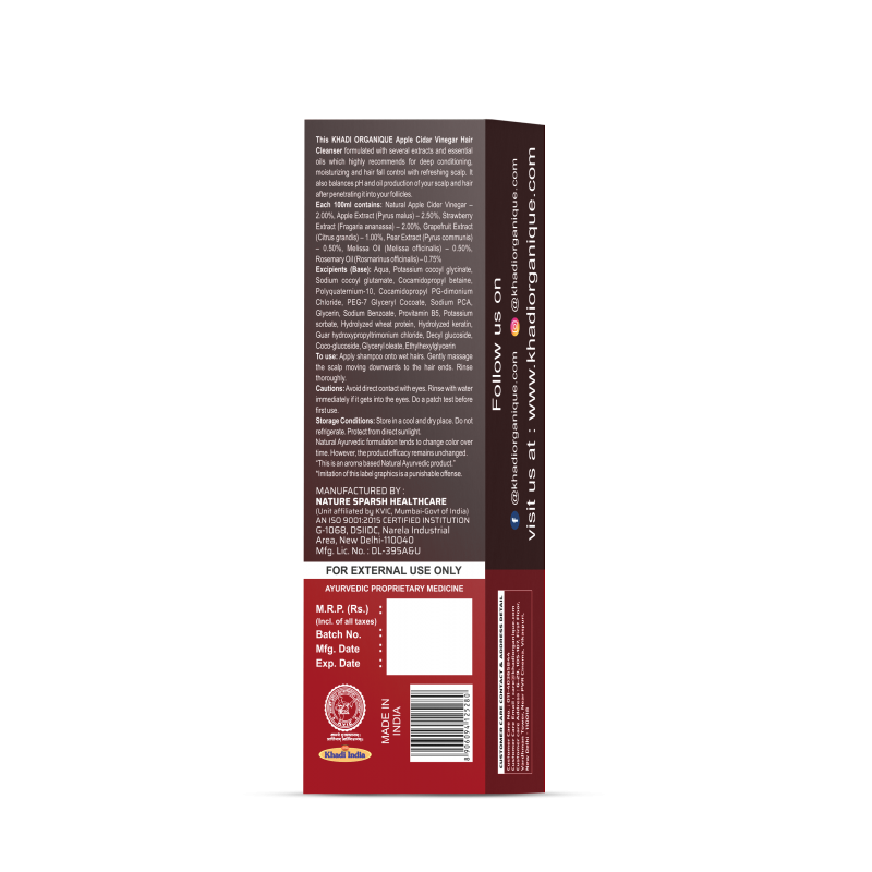 Apple Cider Vinegar Hair Cleanser - Khadi Organique