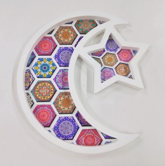 Geometric Printed Crescent Dessert Tray