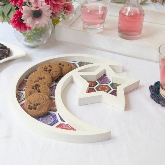 Geometric Printed Crescent Dessert Tray