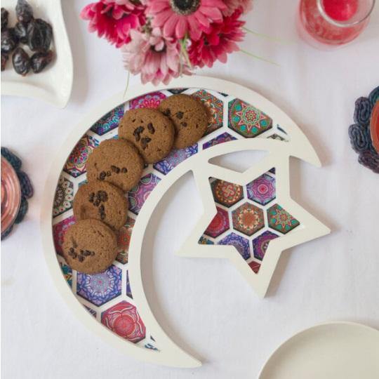 Geometric Printed Crescent Dessert Tray