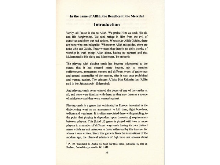 The Islamic View on Gambling and Playing Cards