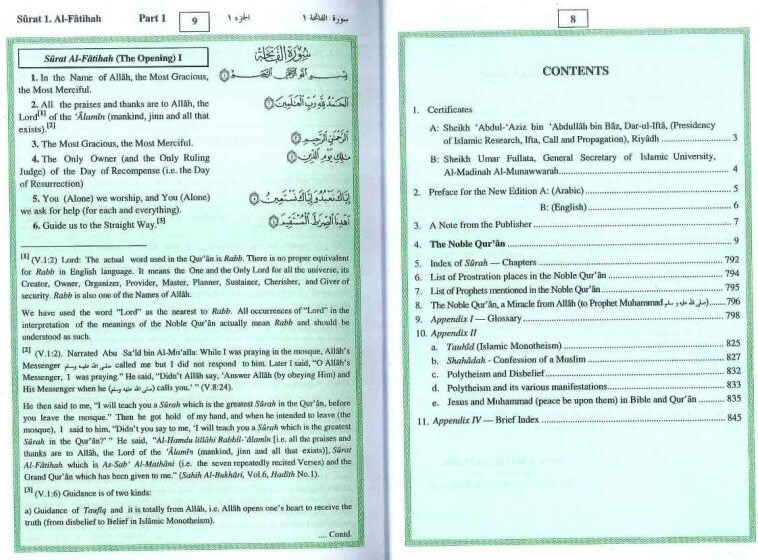 The Noble Quran : Arabic/English Translation - Green Pages