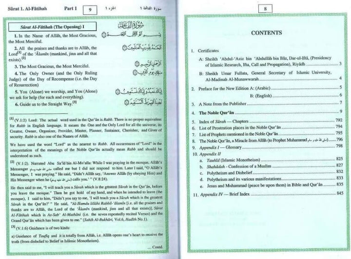 The Noble Quran : Arabic/English Translation - Green Pages