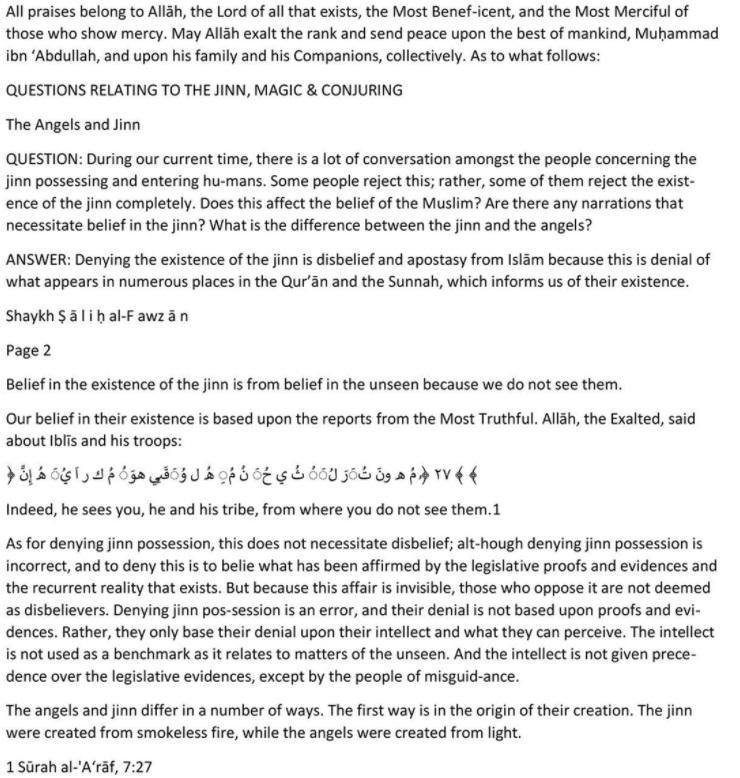 Questions Relating To The Jinn,Magic And Conjuring