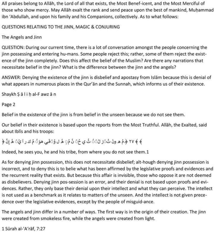 Questions Relating To The Jinn,Magic And Conjuring