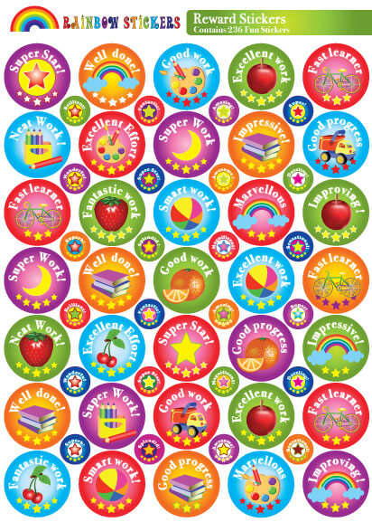 Reward Stickers Pack 1 (236 colourful reward stickers)