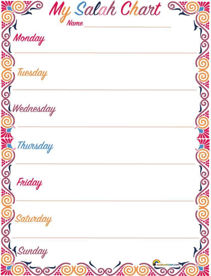 My Salah Chart With 96 Reusable Stickers