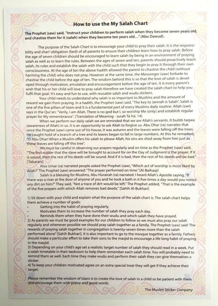 My Salah Chart With 96 Reusable Stickers