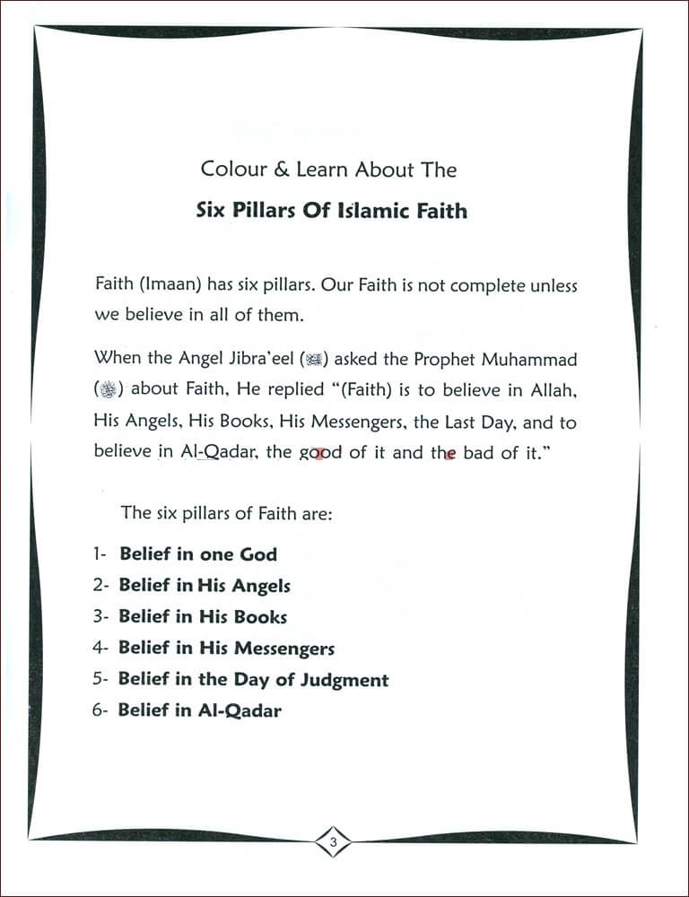 The Six Pillars of Islamic Faith: Colour and Learn