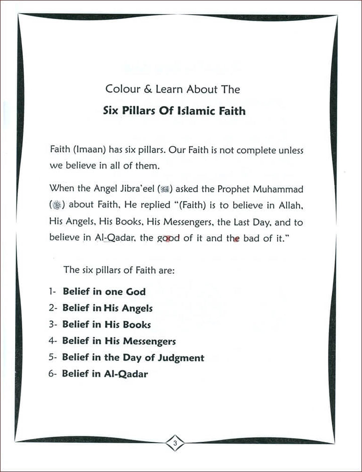 The Six Pillars of Islamic Faith: Colour and Learn
