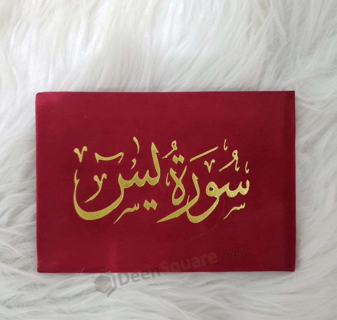 سورة يس 8×12 غلاف مخمل ملون- Surah Yaseen Velvet Cover with Colored Pages - 8 x 12 cm (Gift Edition)