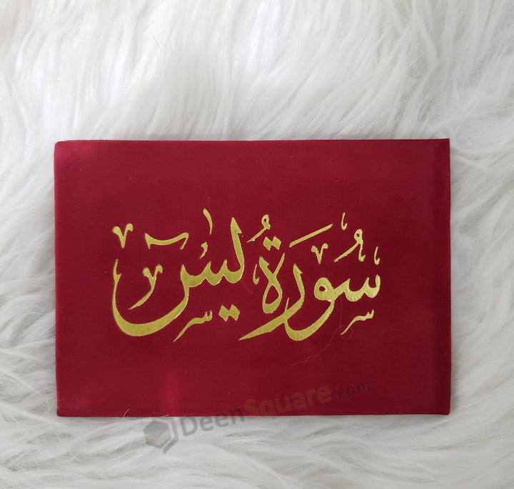 سورة يس 8×12 غلاف مخمل ملون- Surah Yaseen Velvet Cover with Colored Pages - 8 x 12 cm (Gift Edition)