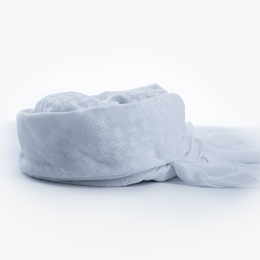 Stitched Hamdaniya Shemagh (Ghatra) White