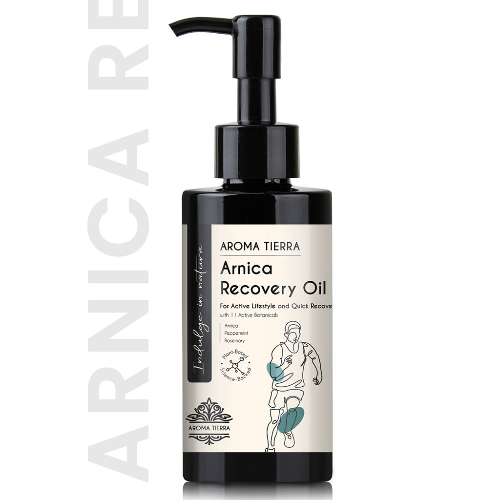 Buy Arnica Recovery Body Oil at deensquare.com Dubai | UAE. With 11 active botanicals for massage, body wellness, relaxation, and post-workout care.