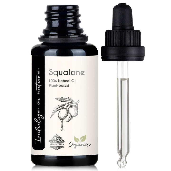 Aroma Tierra Organic Squalane Oil 100 Percent Pure Olive Derived from Portugal Lightweight Vegan Moisturizer