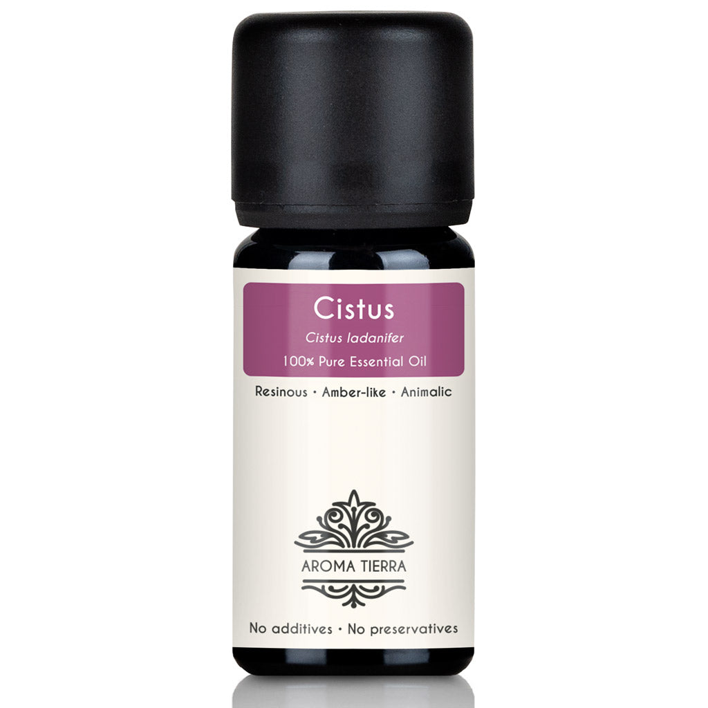 Aroma Tierra Cistus Essential Oil - 100 Percent Pure Rock Rose Oil for Skincare and Natural Amber Perfume