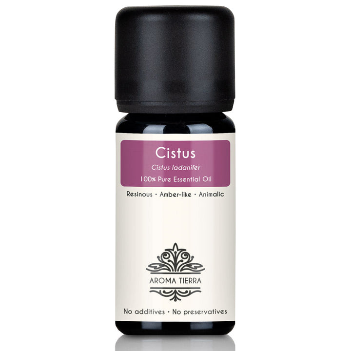 Aroma Tierra Cistus Essential Oil - 100 Percent Pure Rock Rose Oil for Skincare and Natural Amber Perfume