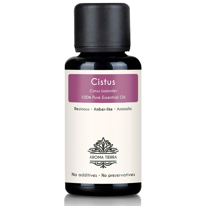 Aroma Tierra Cistus Essential Oil - 100 Percent Pure Rock Rose Oil for Skincare and Natural Amber Perfume