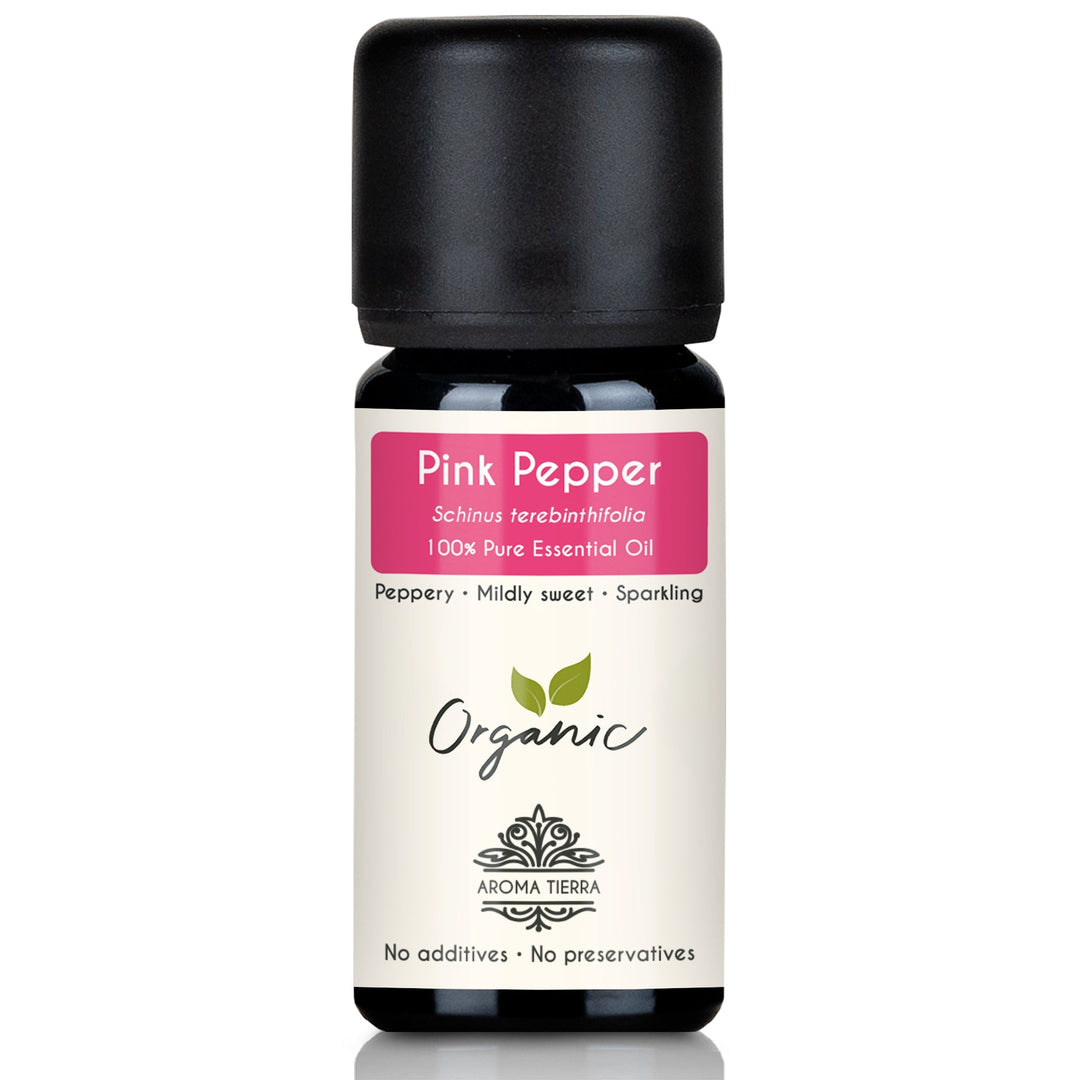 Aroma Tierra Organic Pink Pepper Essential Oil - Pure Schinus terebinthifolia from Madagascar for Perfumery