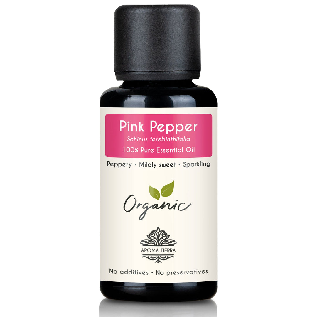 Aroma Tierra Organic Pink Pepper Essential Oil - Pure Schinus terebinthifolia from Madagascar for Perfumery