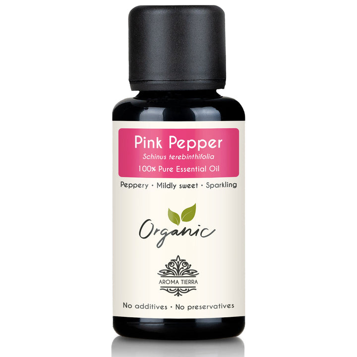 Aroma Tierra Organic Pink Pepper Essential Oil - Pure Schinus terebinthifolia from Madagascar for Perfumery