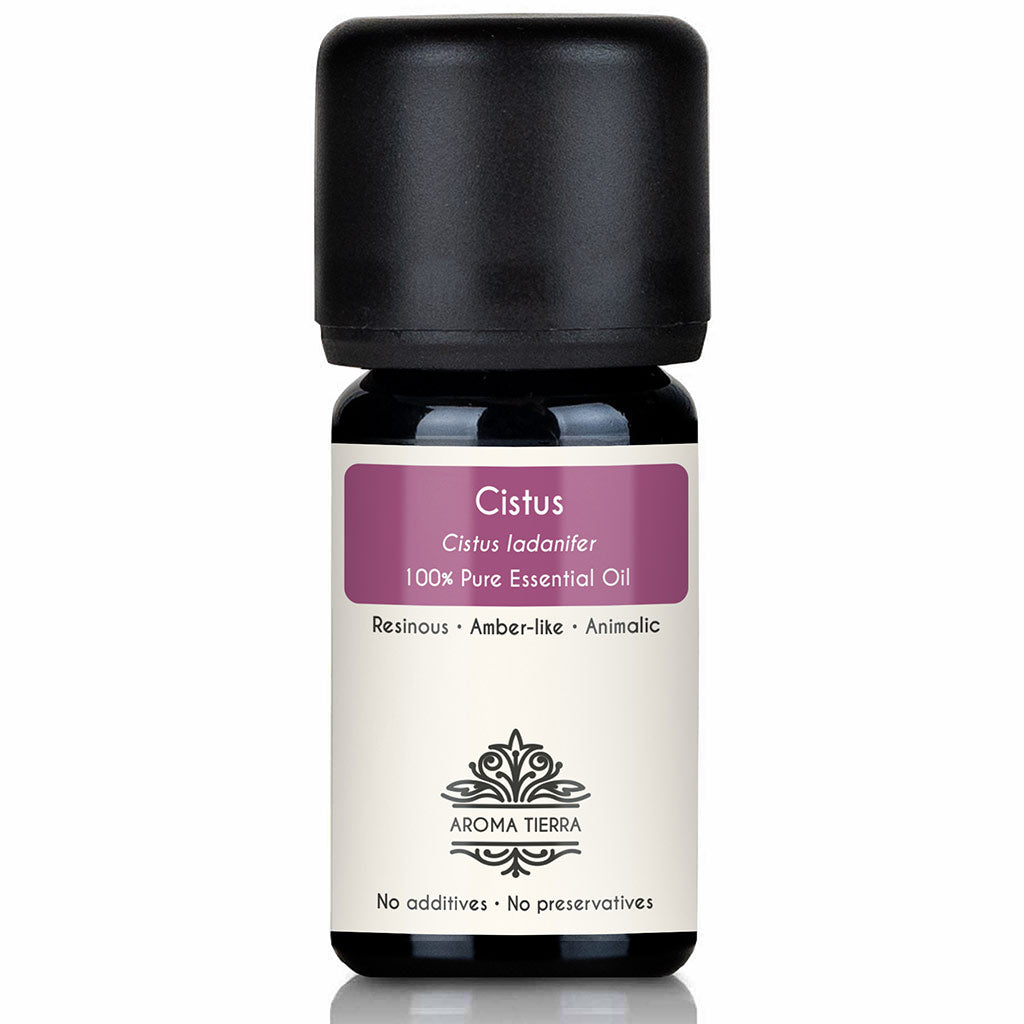 Aroma Tierra Cistus Essential Oil - 100 Percent Pure Rock Rose Oil for Skincare and Natural Amber Perfume