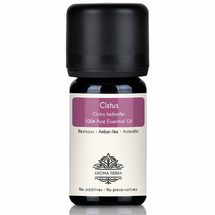 Aroma Tierra Cistus Essential Oil - 100 Percent Pure Rock Rose Oil for Skincare and Natural Amber Perfume