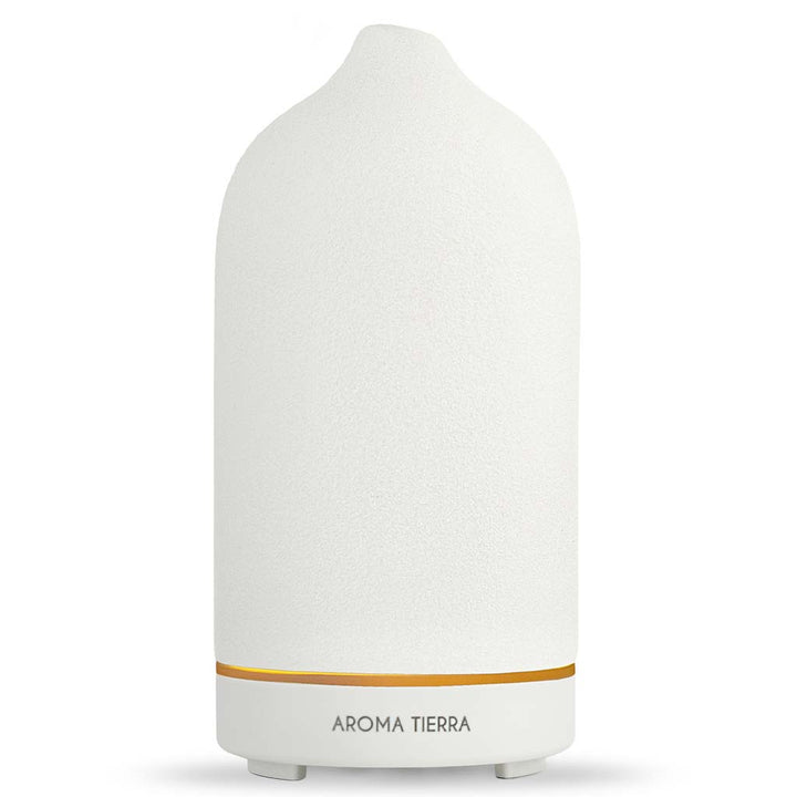 Aroma Tierra Santorini Dawn Ceramic Diffuser, white color, ultrasonic diffusion
