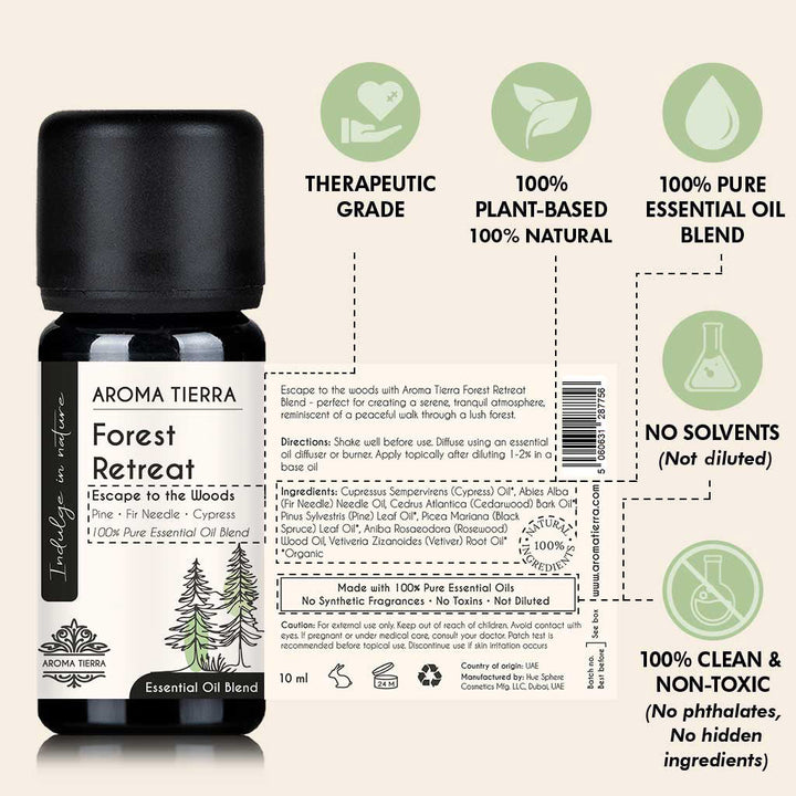 Aroma Tierra Forest Retreat Essential Oil Blend – Pine, Cypress &amp; Woody Aroma