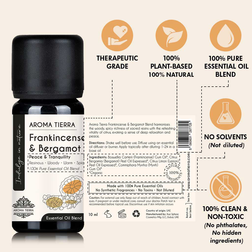 Frankincense &amp; Bergamot Essential Oil Blend - Aroma Tierra