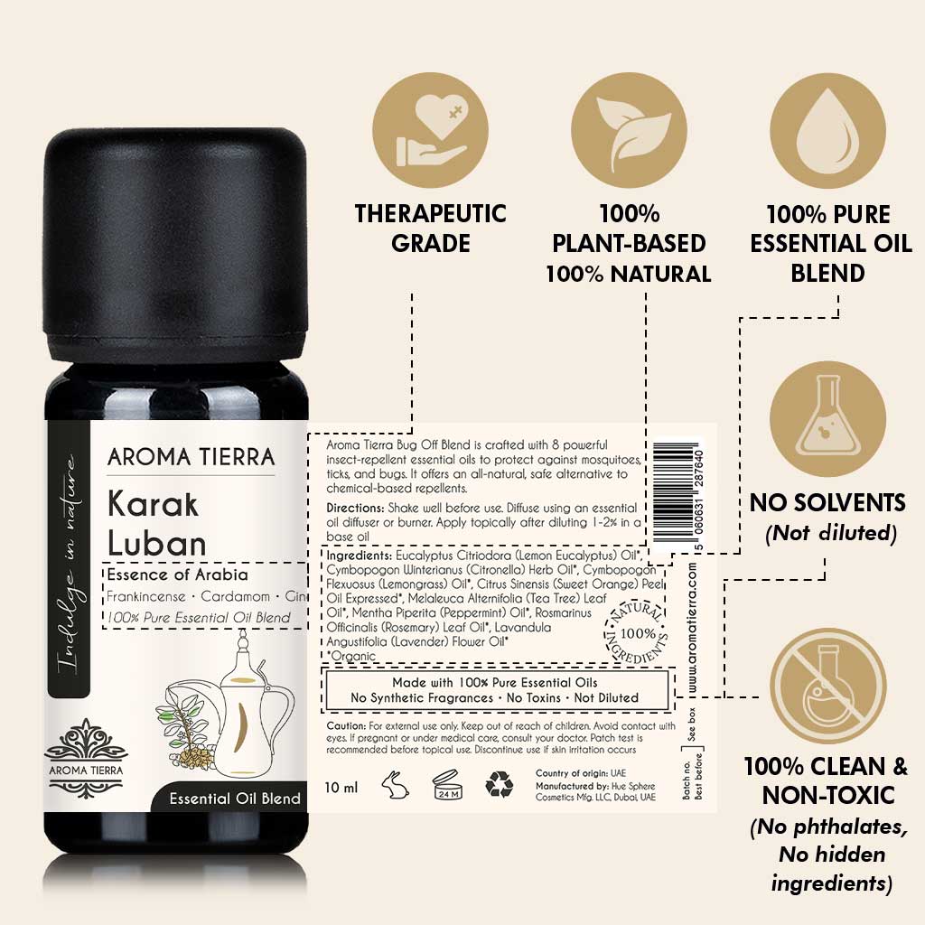 Karak Luban Essential Oil Blend - Frankincense &amp; Spiced Tea Aroma - Aroma Tierra