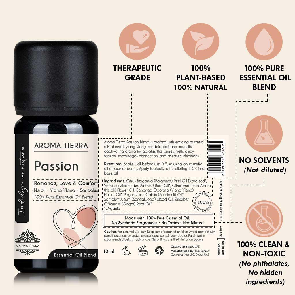 Passion Essential Oil Blend - For Romance, Love &amp; Comfort