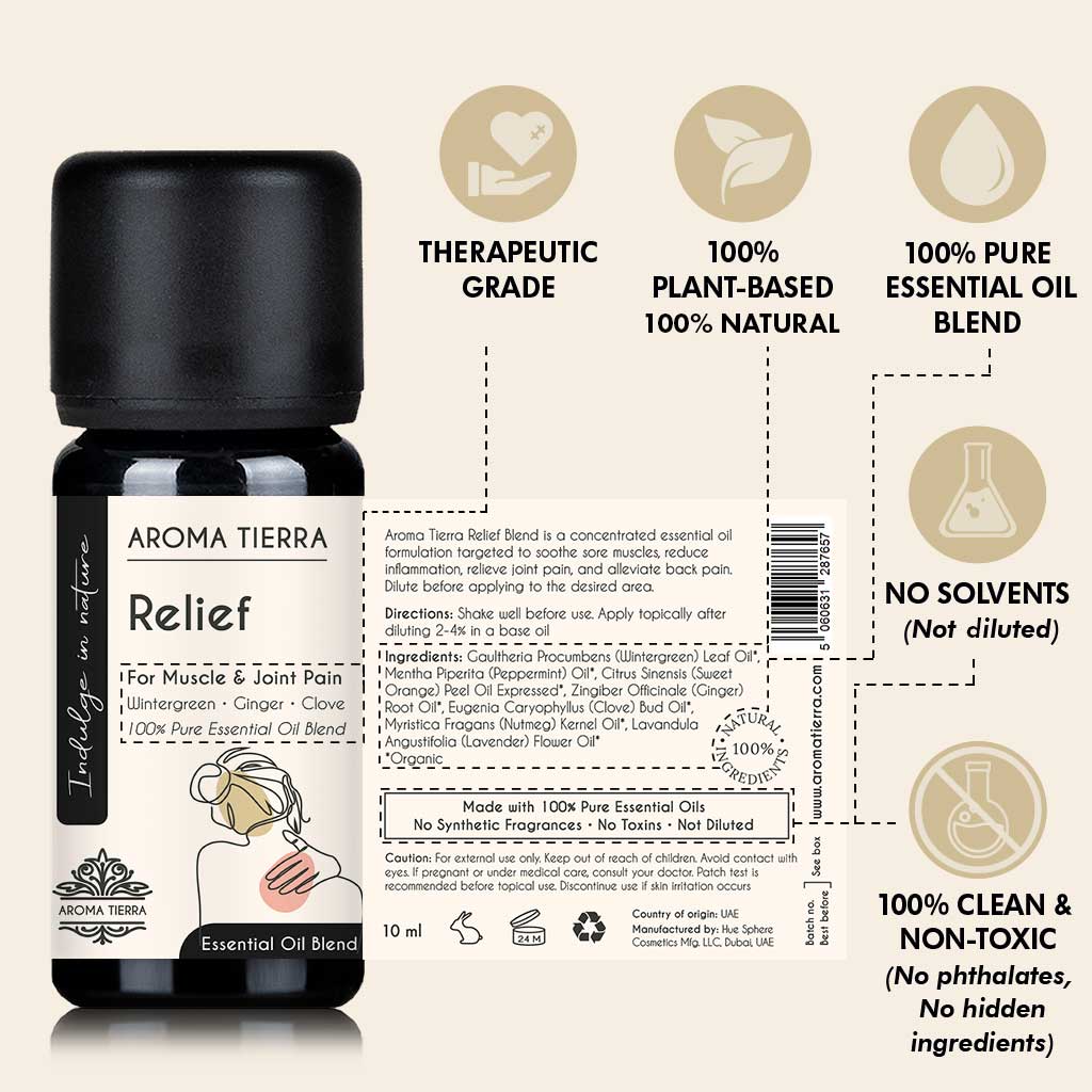 Relief Essential Oil Blend – For Sore Muscles, Joints &amp; Pain Relief