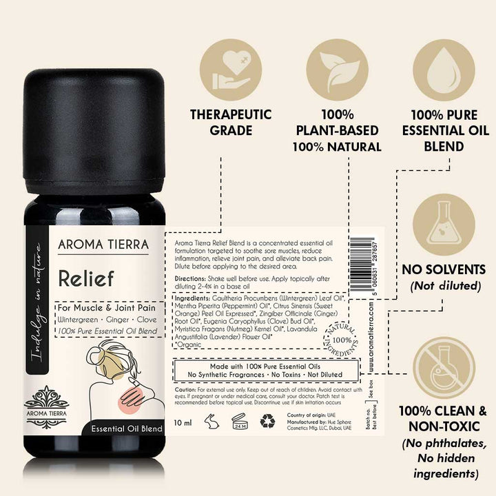 Relief Essential Oil Blend – For Sore Muscles, Joints &amp; Pain Relief
