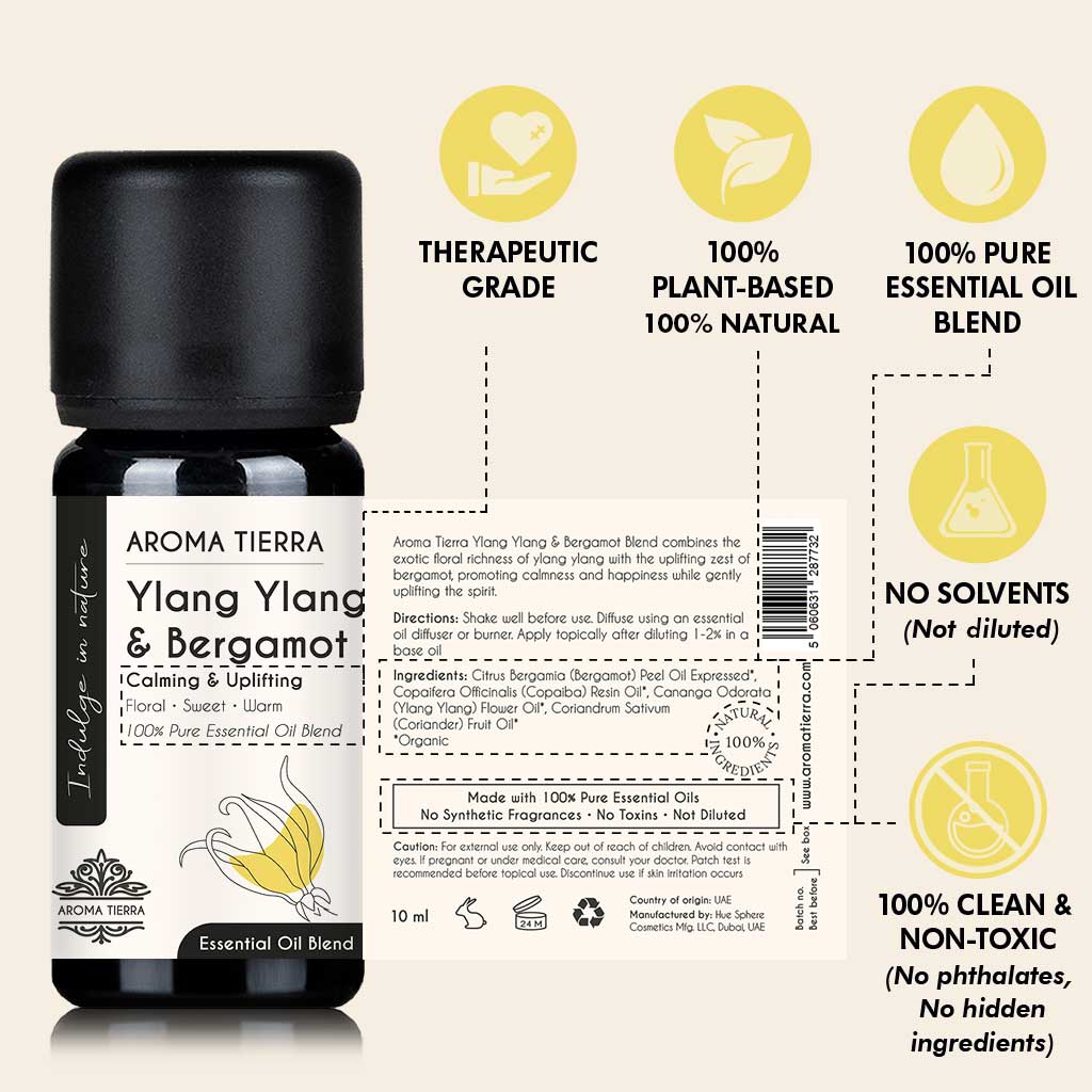 Ylang Ylang &amp; Bergamot Essential Oil Blend - Aroma Tierra