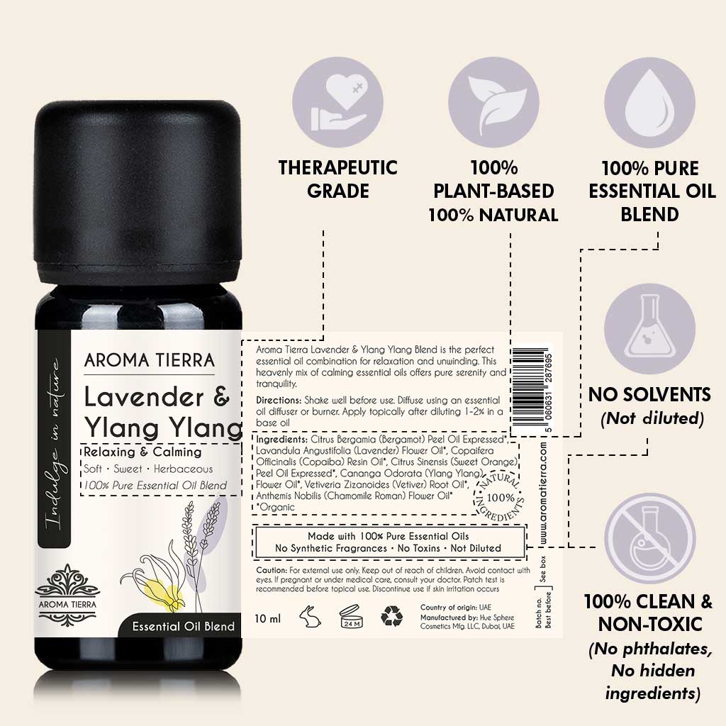 Lavender &amp; Ylang Ylang Essential Oil Blend - Relaxing &amp; Calming Aroma