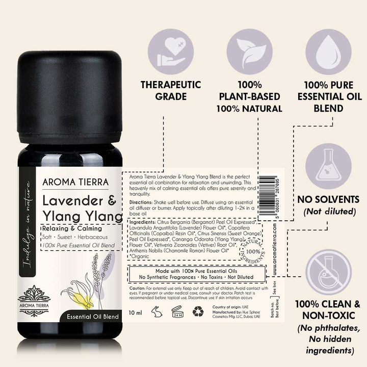 Lavender &amp; Ylang Ylang Essential Oil Blend - Relaxing &amp; Calming Aroma