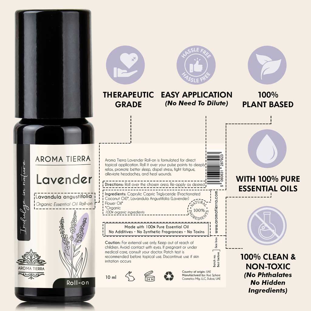 Lavender Essential Oil Roll-On Organic – Relaxing Aromatherapy Blend 10ml | Aroma Tierra