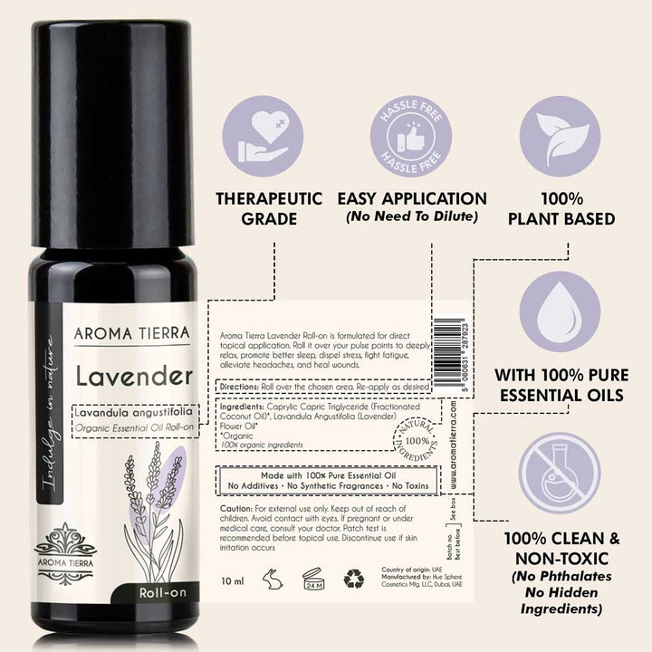 Lavender Essential Oil Roll-On Organic – Relaxing Aromatherapy Blend 10ml | Aroma Tierra