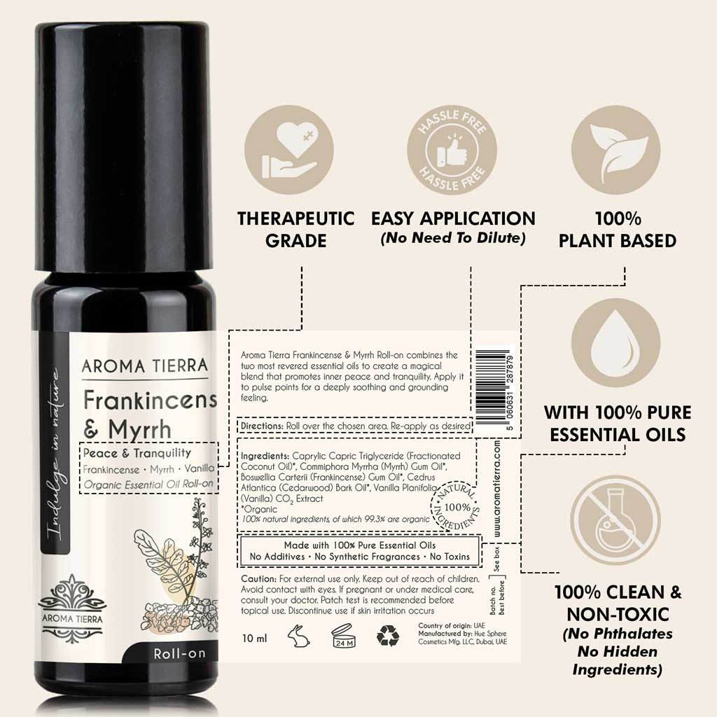 Frankincense &amp; Myrrh Essential Oil Roll-On Organic – Aroma Tierra